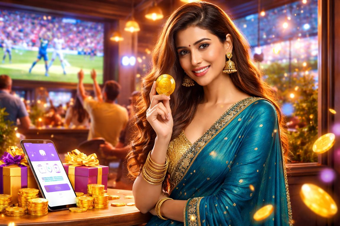 Woman playing cricket betting game on mobile