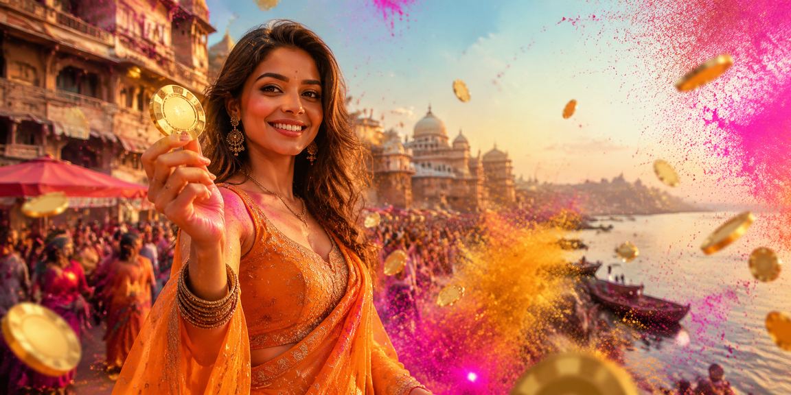 Celebration of Holi festival and casino game fun